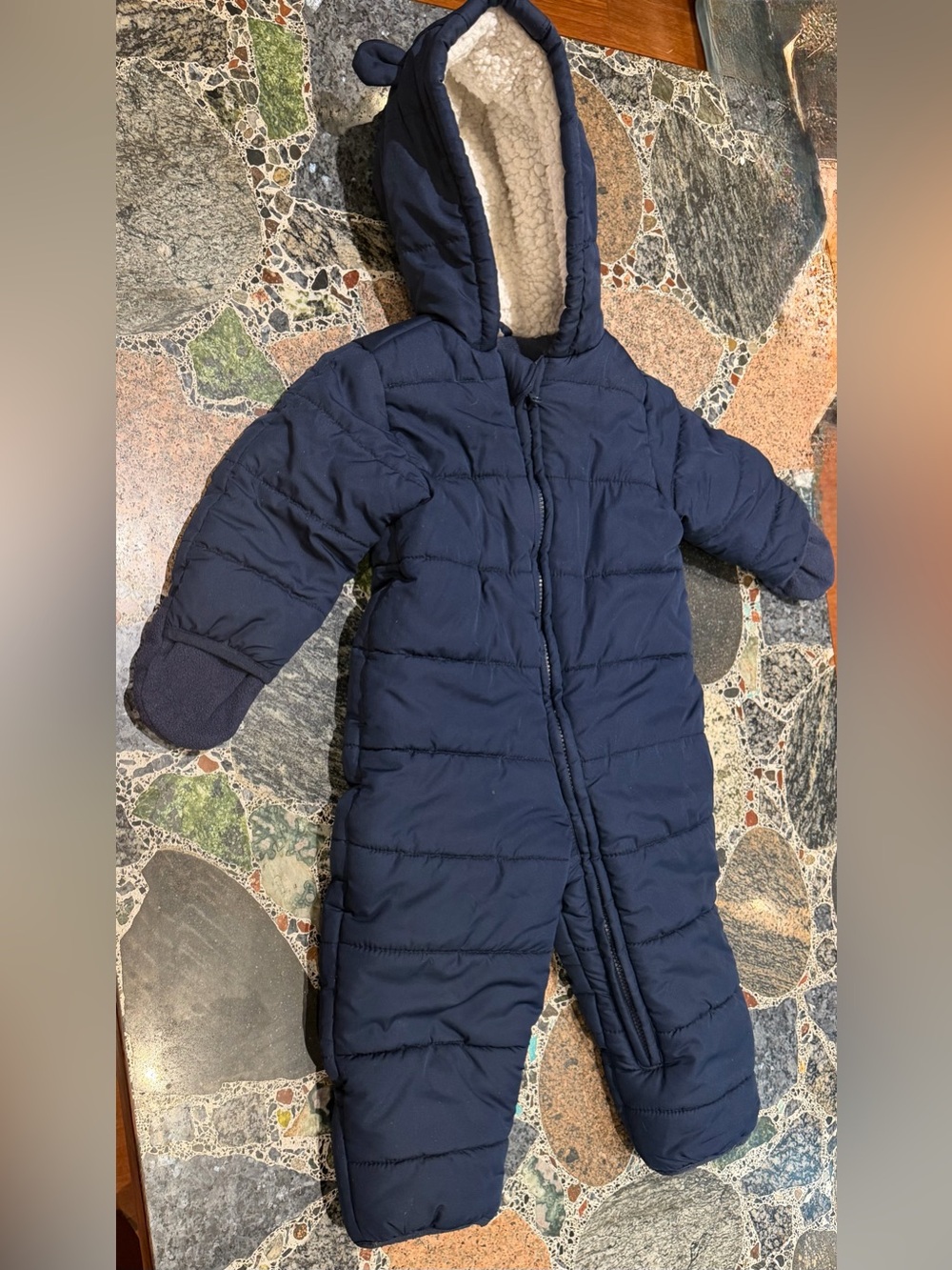 Navy Blue Quilted Baby Snowsuit-12month to 18 months